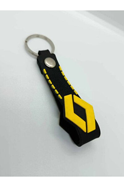 AUTO LUXURY Renault kabartma logolu sarı siyah silikon reno araba anahtarlığı...