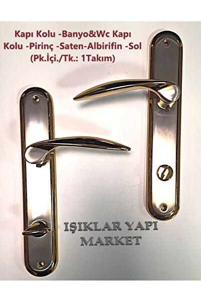 ece life Kapı Kolu -Banyo&Wc Kapı Kolu -Pirinç -Saten-Albirifin -Sol (Pk.İçi./Tk.: 1Takım)