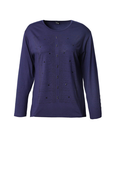 Trikolay Büyük Beden Kadın Kolu Taş Detaylı Penye Bluz