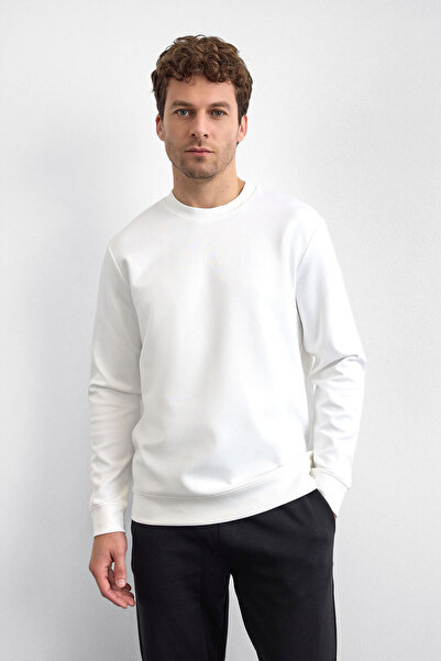 Back And Bond White Regular Fit Crew Neck Sweatshirt