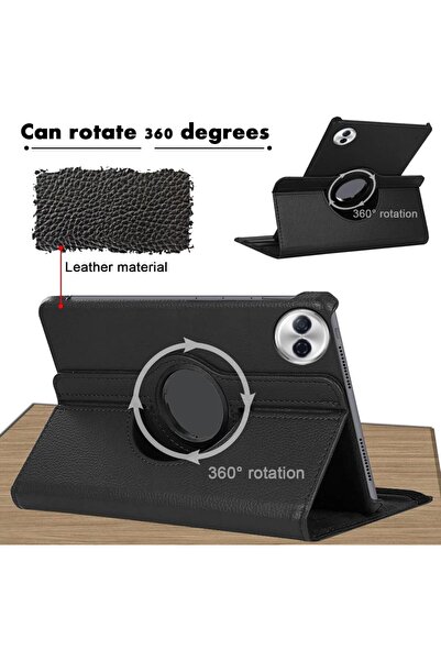 007 جراب حماية دوار 360 درجة لجهاز Honor Pad 10 12.1 بوصة (2025) من Vurtboly - جلد صناعي، متعدد الزوايا، ستانلس ستيل