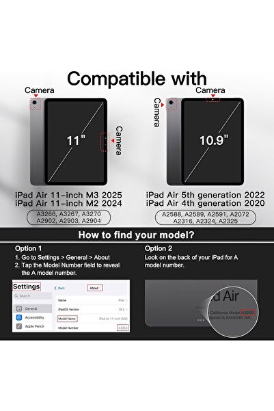 JETech حافظة iPad Air مقاس 11 بوصة (M3/M2 2025/2024 و5/4 10.9) مع حامل قلم رصاص - أسود