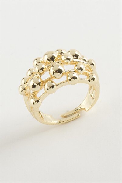 ZERO LAND LVSQVR خاتم معدني دائري (140810)-أصفر