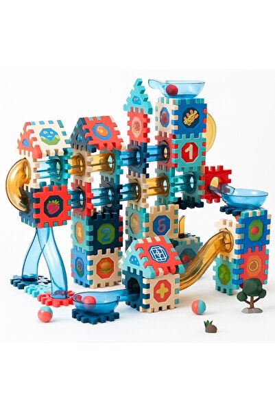 ANGMAD Marble Run Construction Set, 158 pieces, Multicolor, Ages 3+