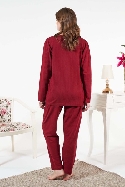 REMSA Women's Interlock Ş Fleece-Lined F Corded Fabric Pajama Set 25330 Claret Red