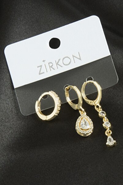 ZERO LAND LVSQVR 3 قطع من حجر الزركون (141415) أقراط - لون فضي