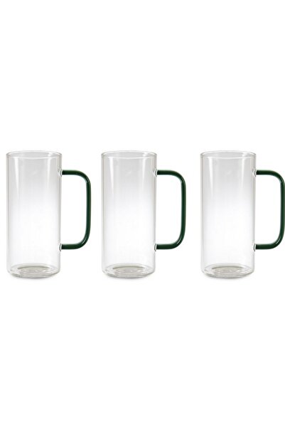 Atlas Mutfak كوب زجاجي دائري جديد من البوروسيليكات باللون الأخضر، كوب للاتيه ...