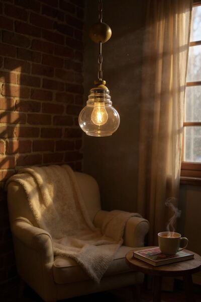 Ömür Avize kovan camlı gold askılı avize