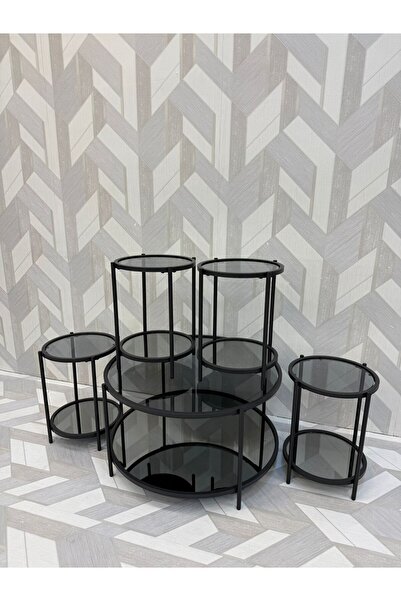 DEC24 5-piece glass table set with mirrors