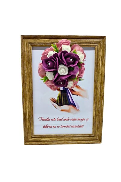 T&M Personalizare Tablou înrămat A4 (30x21 cm) – „Familia este locul unde via...