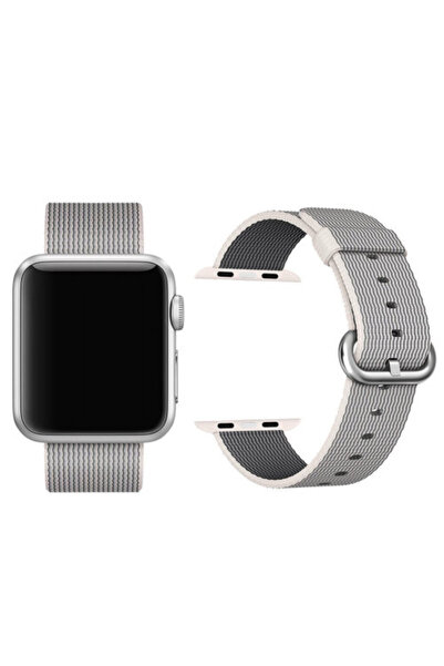 iUni Strap compatible with Apple Watch Ultra/SE/8/7/6/5/4/3/2/1, 38mm, Nylon, Woven, White/Gray