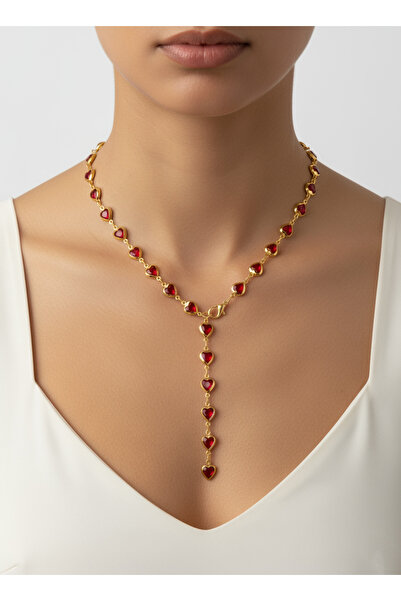 Gistoria Kırmızı Kalp Y kolye