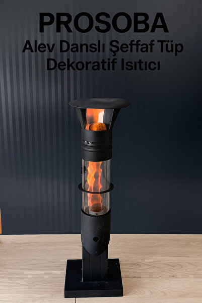 PROSOBA Alev Danslı Şeffaf Tüp Dekoratif Isıtıcı Soba – Katı Yakıtlı – İç & Dış Mekan