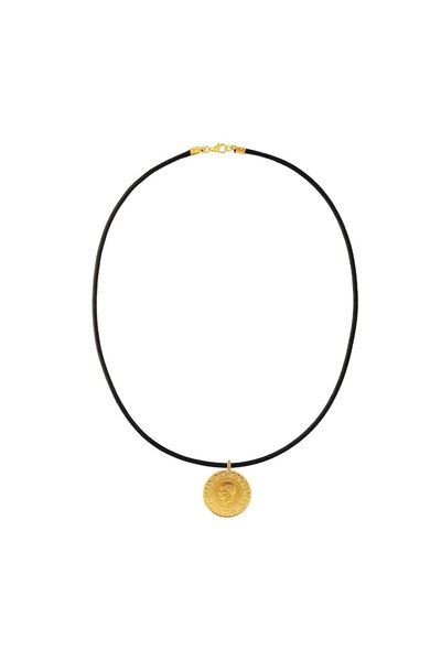 aga kulche AgaKulche 22 Ayar Tam Altın Siyah İpli Kolye