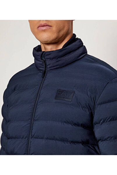 EA7 Men's Regular Fit Zipper Closure Mock Neck Long Sleeve Navy Blue Jacket 7m000684 Af15953-Ub102