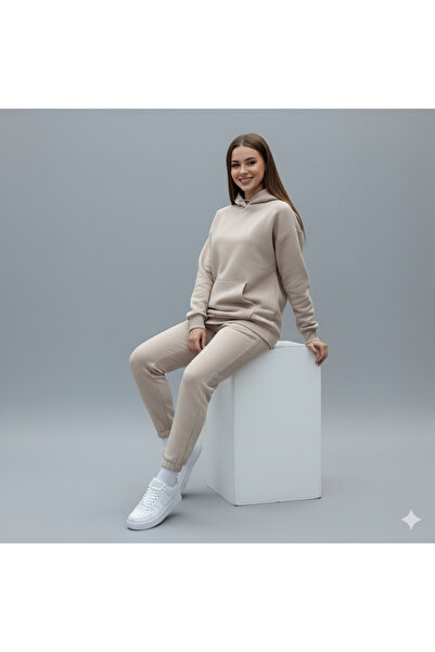 dwnwear Χειμερινό Unisex O oversized Γυναικείο μακρυμάνικο κοστούμι αθλητικής φόρμας από βαμβακερό ύφασμα 3 νήματα