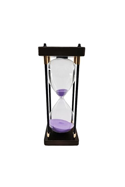 Doty Vintage EndlessTimes Doty® Hourglass — Brown Wood Frame, Gold Accents, Purple Sand
