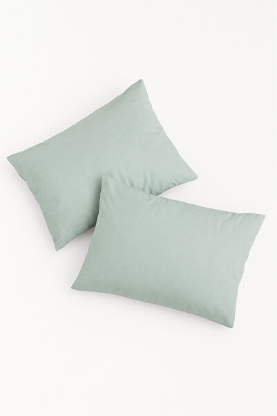 Bonny Home Vevra Green Solid Color 2-Piece Pillowcase Cotton Fabric Zippered