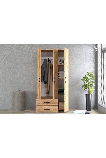 Remaks Talya 3 Kapaklı İki Çekmeceli Gardırop - Atlantik Çam