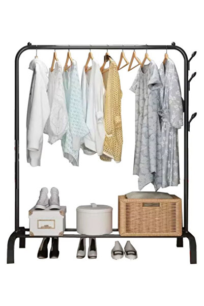 Primo Plus منظم ملابس وحامل معدني أسود 110×40×150 سم