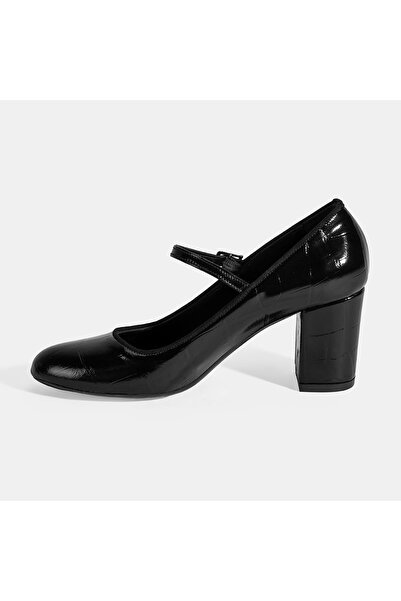 Desa Women's Black Adjustable Metal Buckle Mary Jane Heeled Shoes