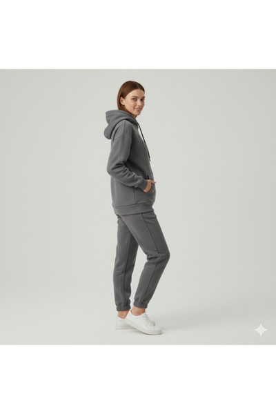 dwnwear 3 Thread Cotton Fabric Winter Unisex O Oversized Women's Long Sleeve Bottom-Top Tracksuit Set