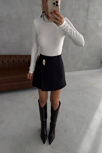 Seda Yalçın Atelier Black Buckle Detailed Mini Shorts Skirt