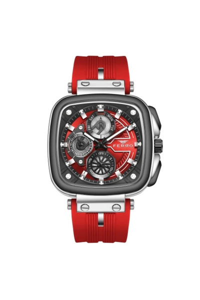 FERRO Khaki Silicone Cord Men's Wristwatch Fm11352D-J8 Functions Active 3Atm Waterproof