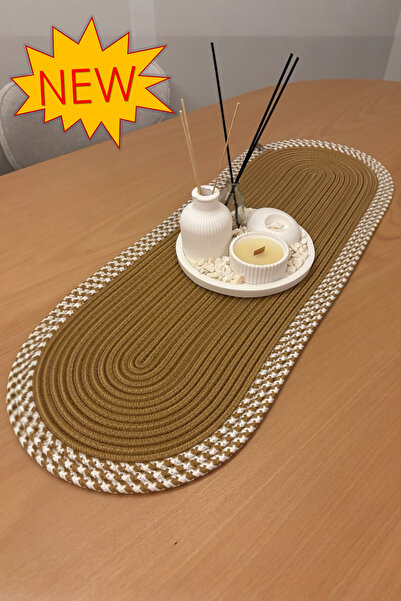 MaVaux Herakles Amerikan Servis El Yapımı Pamuklu Natural Jüt Örme Desenli Ru...