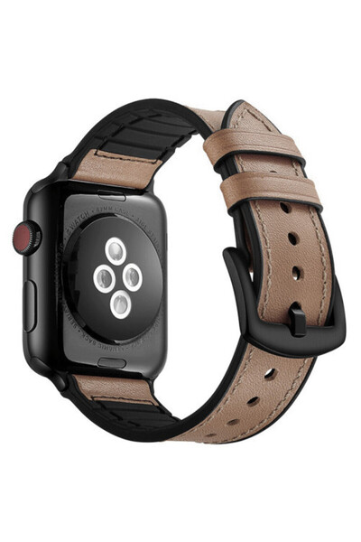 iUni Strap compatible with Apple Watch Ultra/SE/8/7/6/5/4/3/2/1, 38mm, Leather Strap, Cream