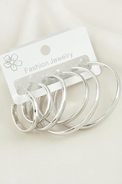 ZERO LAND Lvsqvr 6 Pieces Metal Ring (153646) Earring-Silver Color