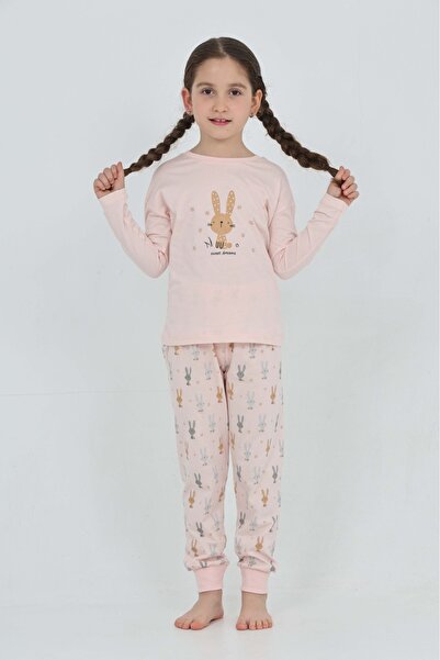 Toontoy Girl's Rabbit Printed Pajama Set