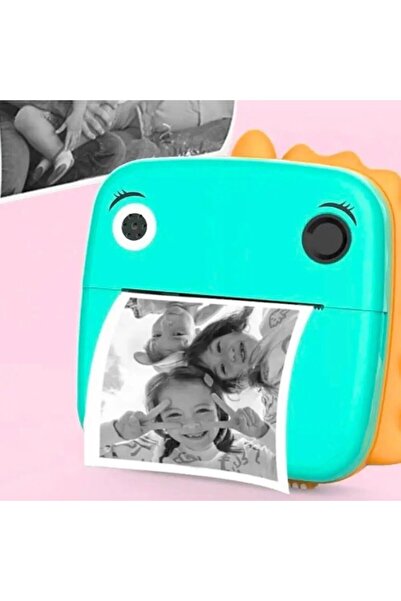 Flippy Instant Camera for Kids - Front & Selfie, Instant Print, USB-C, Bluetooth, Dinosaur, Green