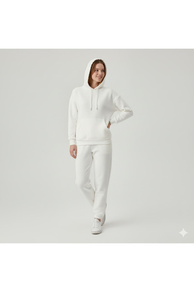 dwnwear Χειμερινό Unisex O oversized Γυναικείο μακρυμάνικο κοστούμι αθλητικής φόρμας από βαμβακερό ύφασμα 3 νήματα