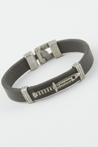 ZERO LAND Lvsqvr Dagger Faux (153304) Leather Bracelet-Black