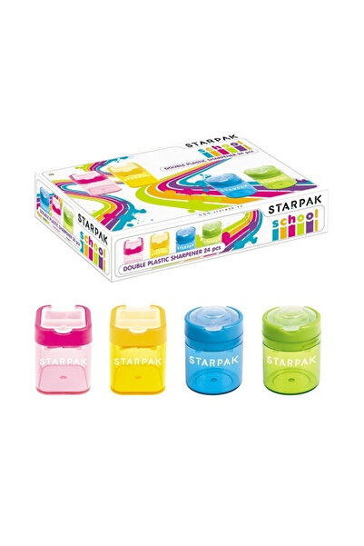 Starpak Ξύστρα με 2 τρύπες, με δοχείο, διάφορα χρώματα 405590