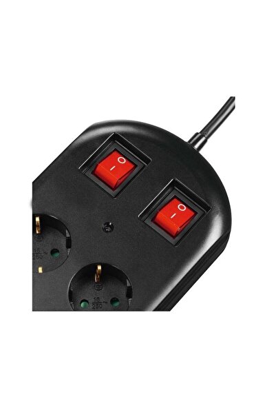 Hama Power strip 10 sockets, 2 switches with surge protection, black, 2 m,