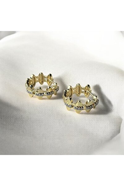 Birth of Venus Tasarım Çelik Halka Gold Zirkon Taşlı Küpe