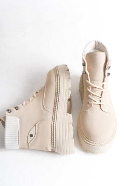 Solo Bag Жіночі ботинки нового сезону з прямими шнурками та еластичною бежевою замшевою підошвою, зручні для щоденного носіння