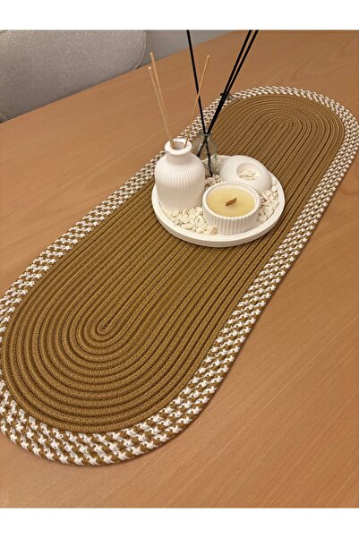 MaVaux Herakles American Service Handmade Cotton Natural Jute Knitted Patterned Runner 30X80