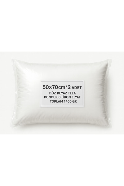 Genel Markalar 2 Adet Pamuklu Boncuk Silikon Elyaf Dolgulu 50x70 cm 700 Gr Yastık