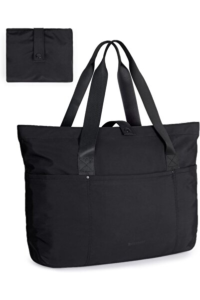 BAGSMART Foldable Tote Bag for Women with Zipper - Large Shoulder Handbag for Travel & Work