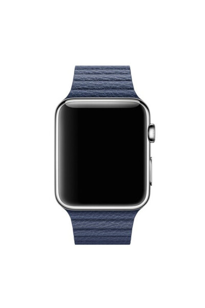 iUni Curea compatibilă cu Apple Watch Ultra/SE/8/7/6/5/4/3/2/1, 44 mm, buclă din piele, albastru miezul nopții