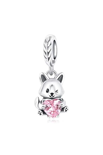 delis 925 silver charm/talisman, JW1651, cat pattern, rhodium plated
