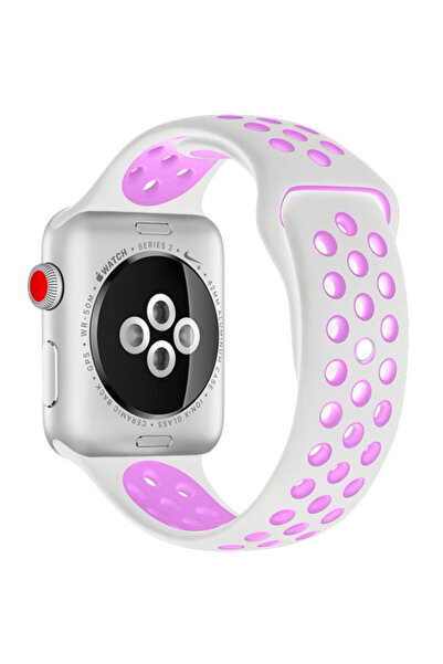 iUni Strap compatible with Apple Watch Ultra/SE/8/7/6/5/4/3/2/1, 38mm, Silicone, White/Purple