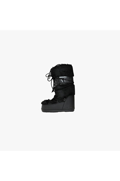 MOON BOOT Icon Faux-Fur Boot "Black"