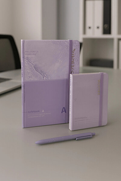 Evistro 2 دفتر ملاحظات مخطط - مع قلم هدية، موجات من البريق، مقاس A5-A6