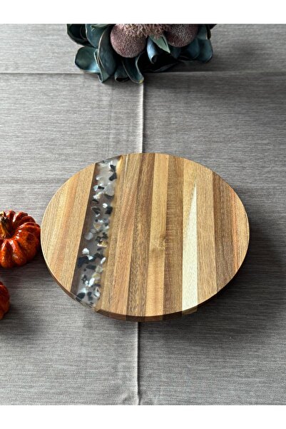Meri Ev Gereçleri Acacia Round Rotating Serving Presentation 25cm