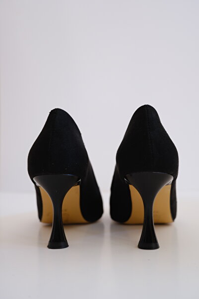 Munshoes Mia Black Suede Women's Heeled Shoes