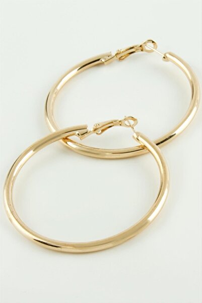 ZERO LAND Lvsqvr Pipe Thick Hoop Earrings (152622) 4.5 Cm-Yellow